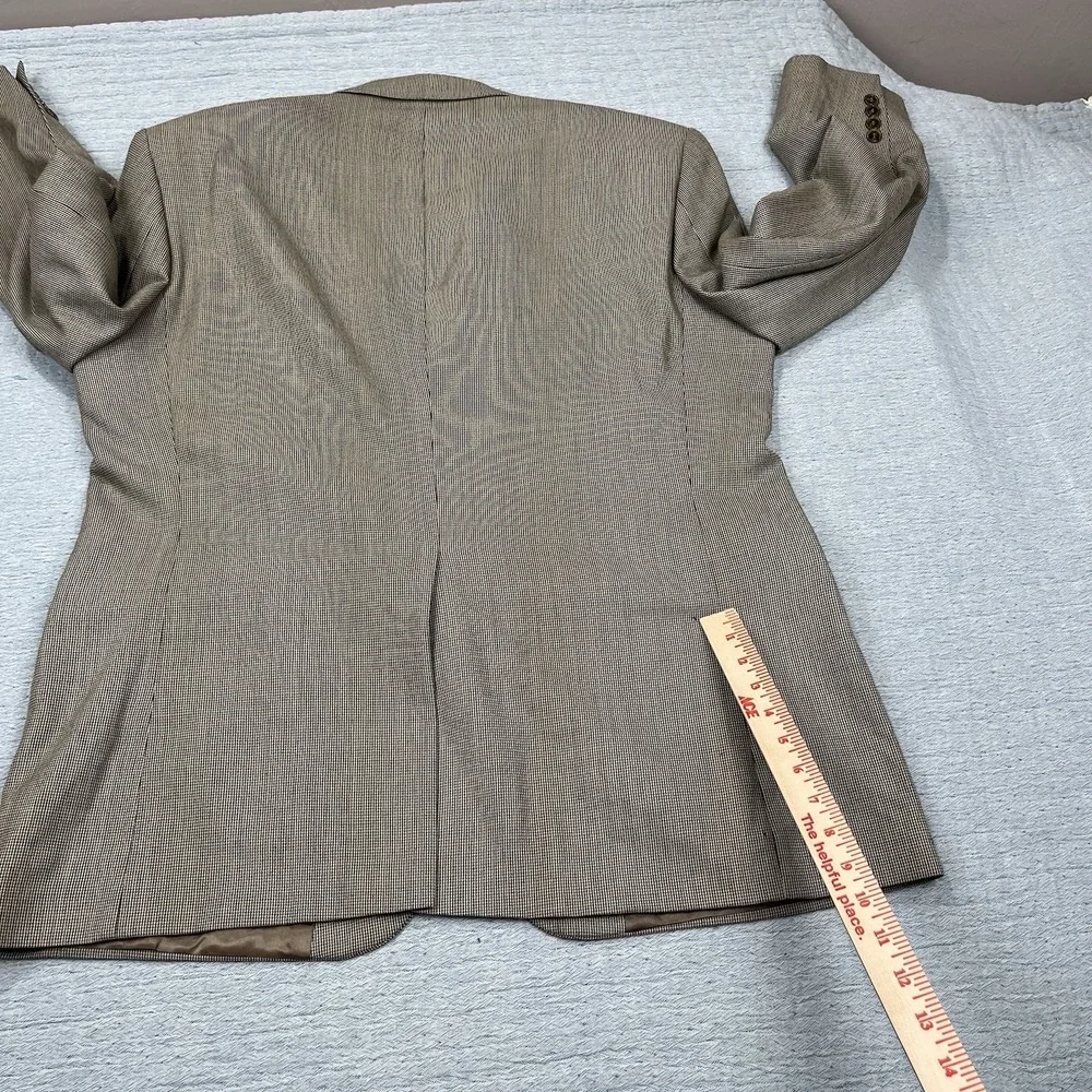 Vintage Oak Creek Sport Coat Mens 44R Beige Wool Houndstooth‎ Blazer USA MADE